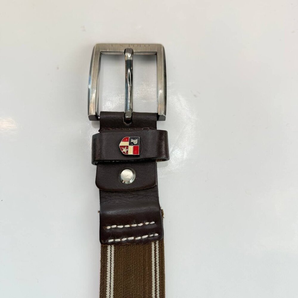 Men’s U.S. Polo Assn. Leather & Canvas Belt - Size 32 - Picture 6 of 13